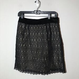 Milly of New York silk velvet black knee length skirt 8 dressy cocktail feminine